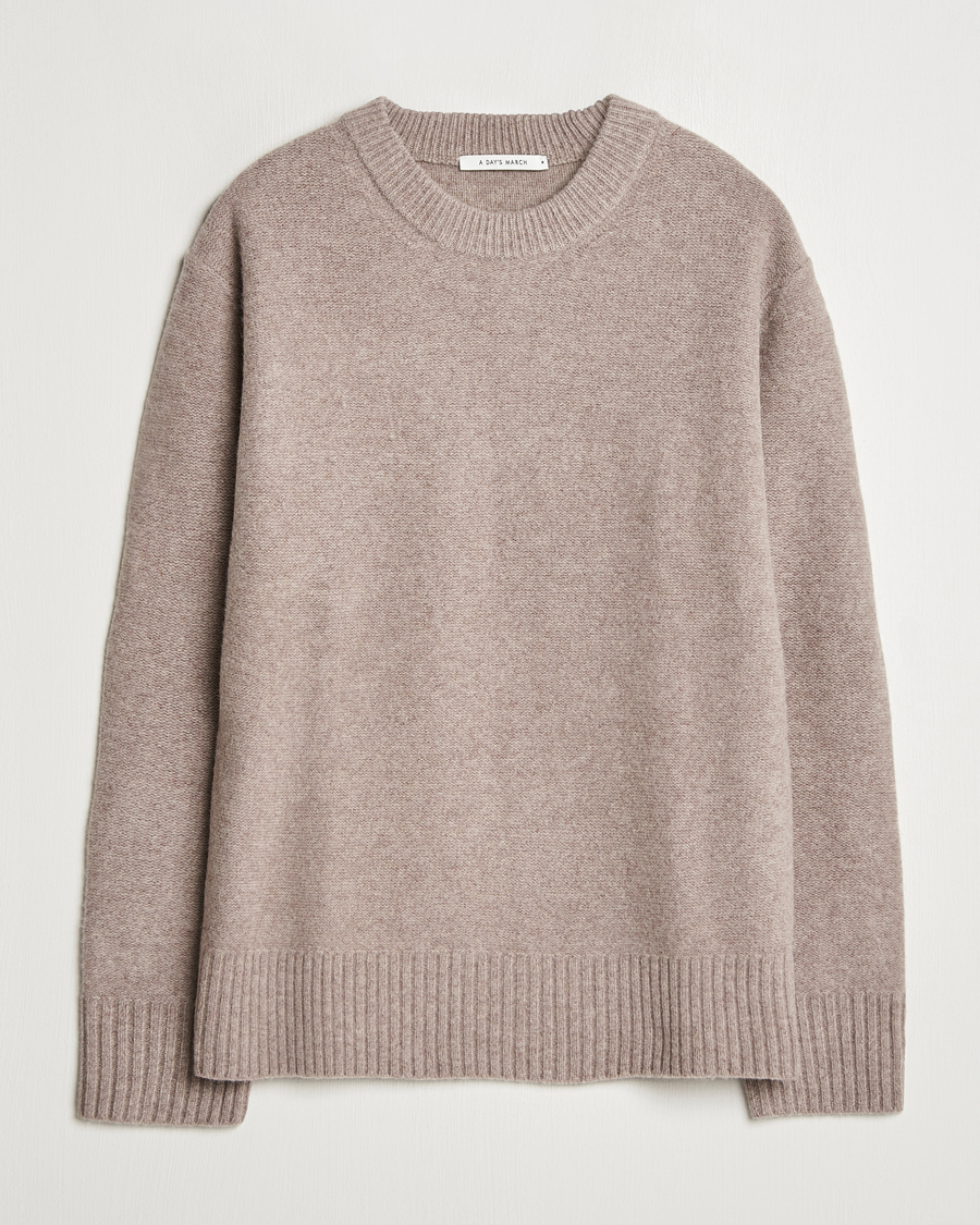 Herre | Trøjer | A Day's March | Tietar Boiled Merino Sweater Taupe Melange