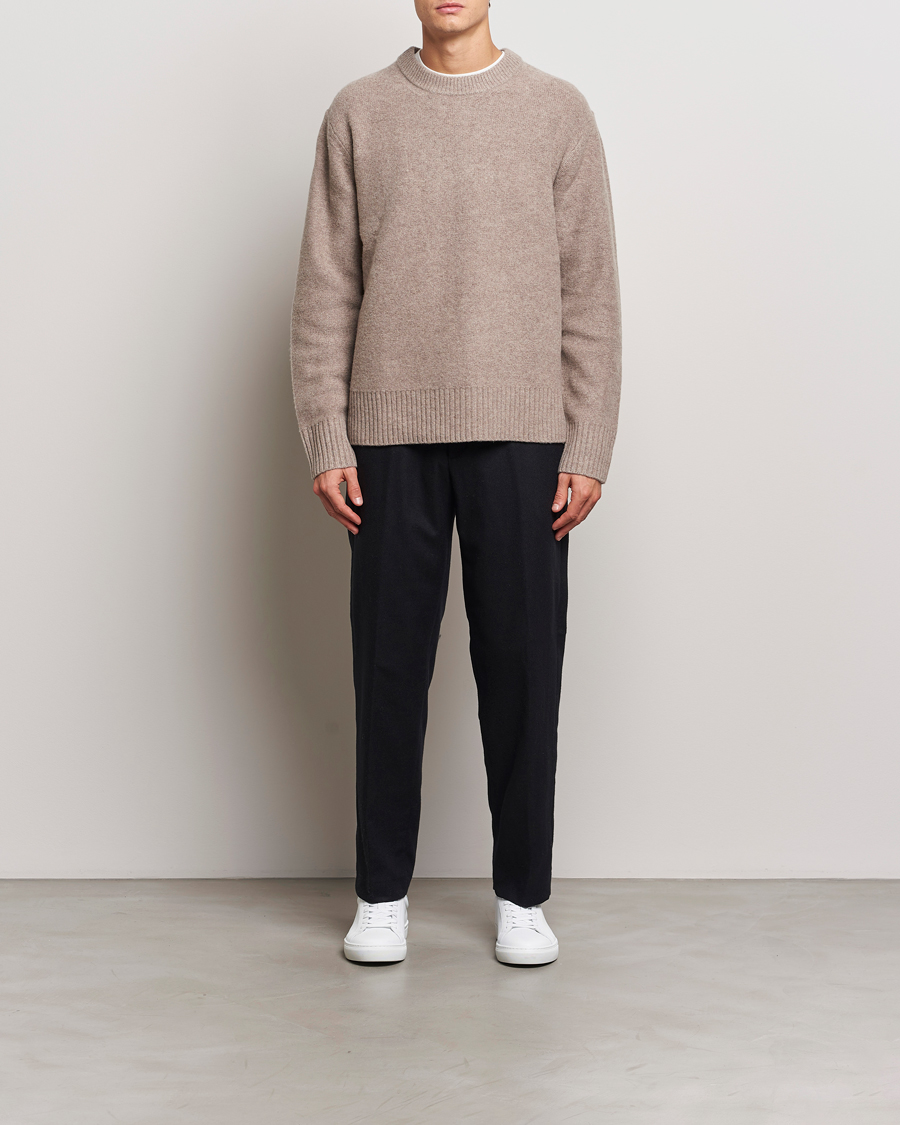 Herre | Trøjer | A Day's March | Tietar Boiled Merino Sweater Taupe Melange