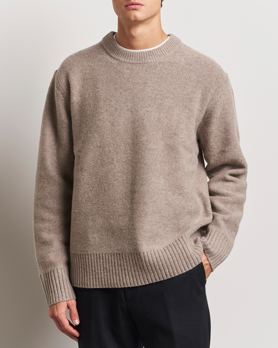 Herre | Trøjer | A Day's March | Tietar Boiled Merino Sweater Taupe Melange