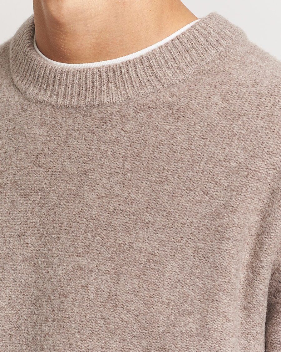 Herre | Trøjer | A Day's March | Tietar Boiled Merino Sweater Taupe Melange