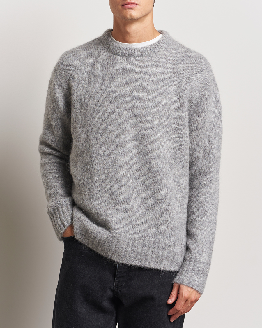 Herre | Trøjer | A Day's March | Tietar Mohair Sweater Grey Melange