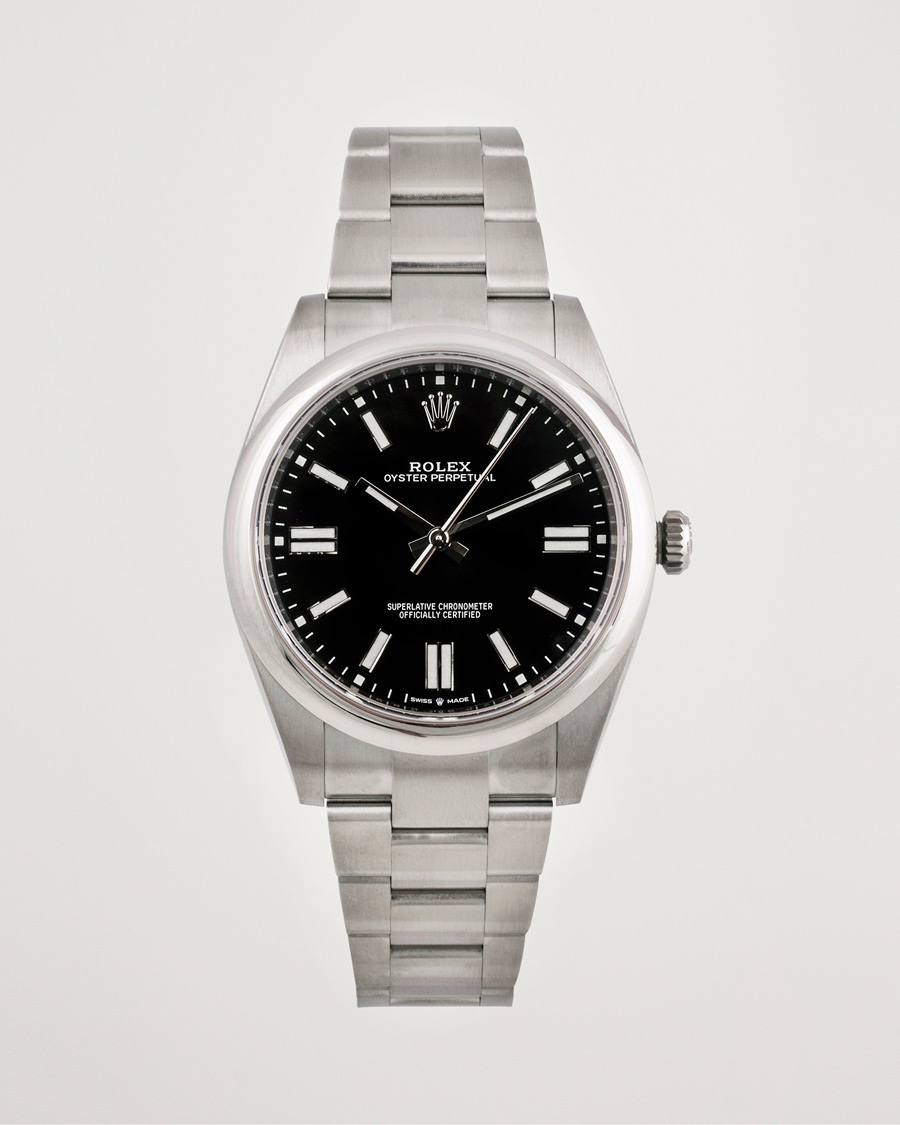 Herre | Rolex Pre-Owned Oyster Perpetual 124300 Black Silver | Rolex Pre-Owned | Oyster Perpetual 124300 Black Silver