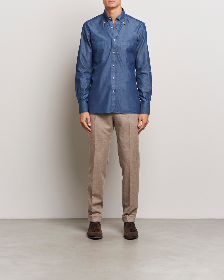 Herre | Skjorter | 100Hands | Beverly Bata Wash Denim Shirt Blue