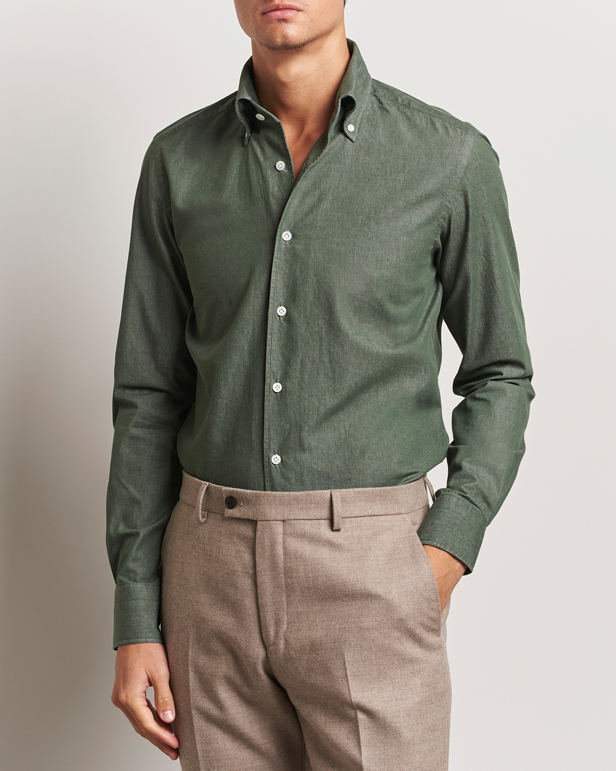 Herre | Skjorter | 100Hands | Button Down Denim Shirt Sage Green
