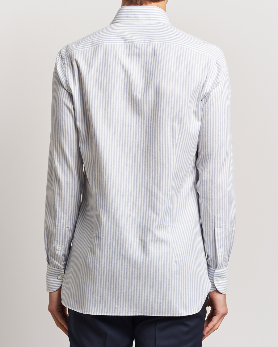 Herre | Skjorter | 100Hands | Microstripe Cashmere Shirt Light Blue