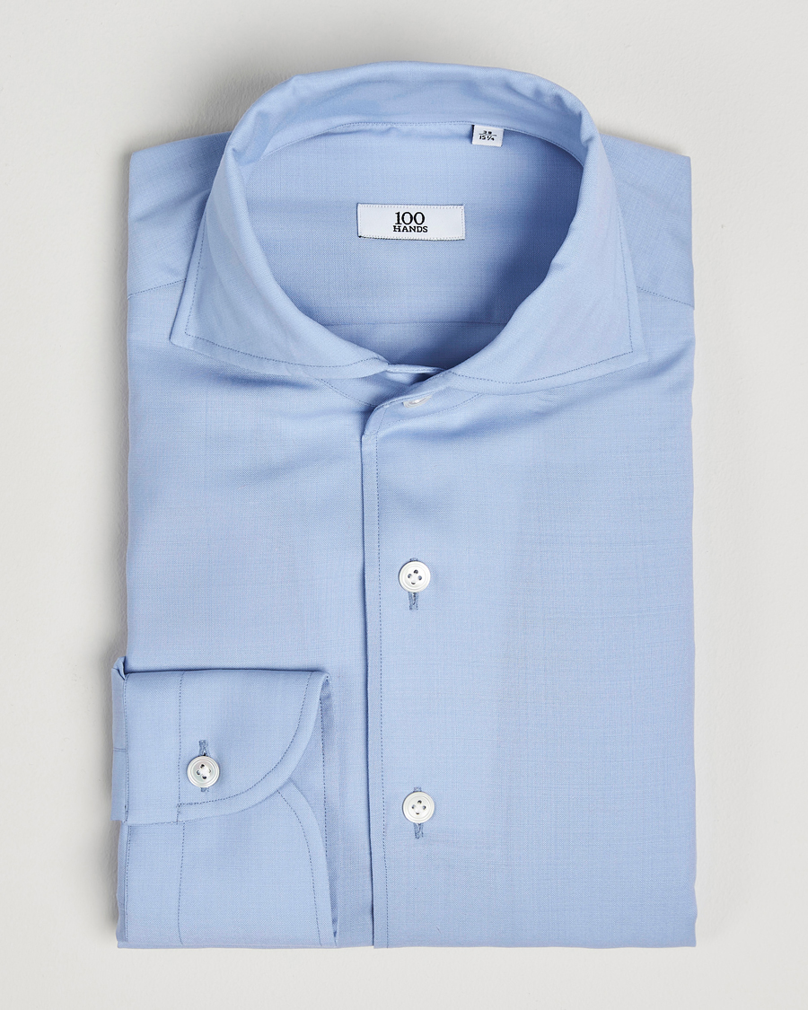 Herre | Skjorter | 100Hands | Full Spread Wool Shirt Light Blue