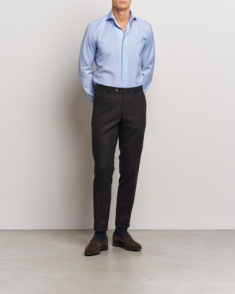 Herre | Skjorter | 100Hands | Full Spread Wool Shirt Light Blue