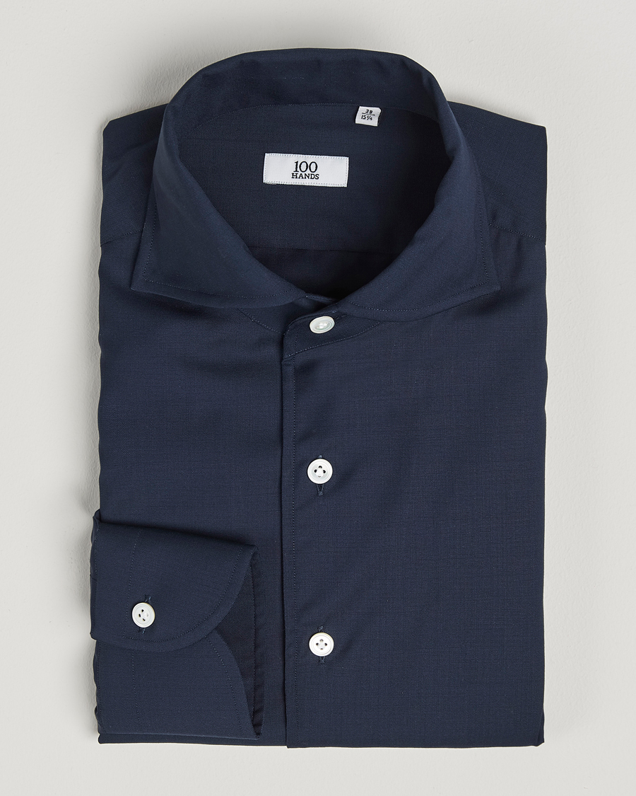 Herre | Skjorter | 100Hands | Full Spread Wool Shirt Navy