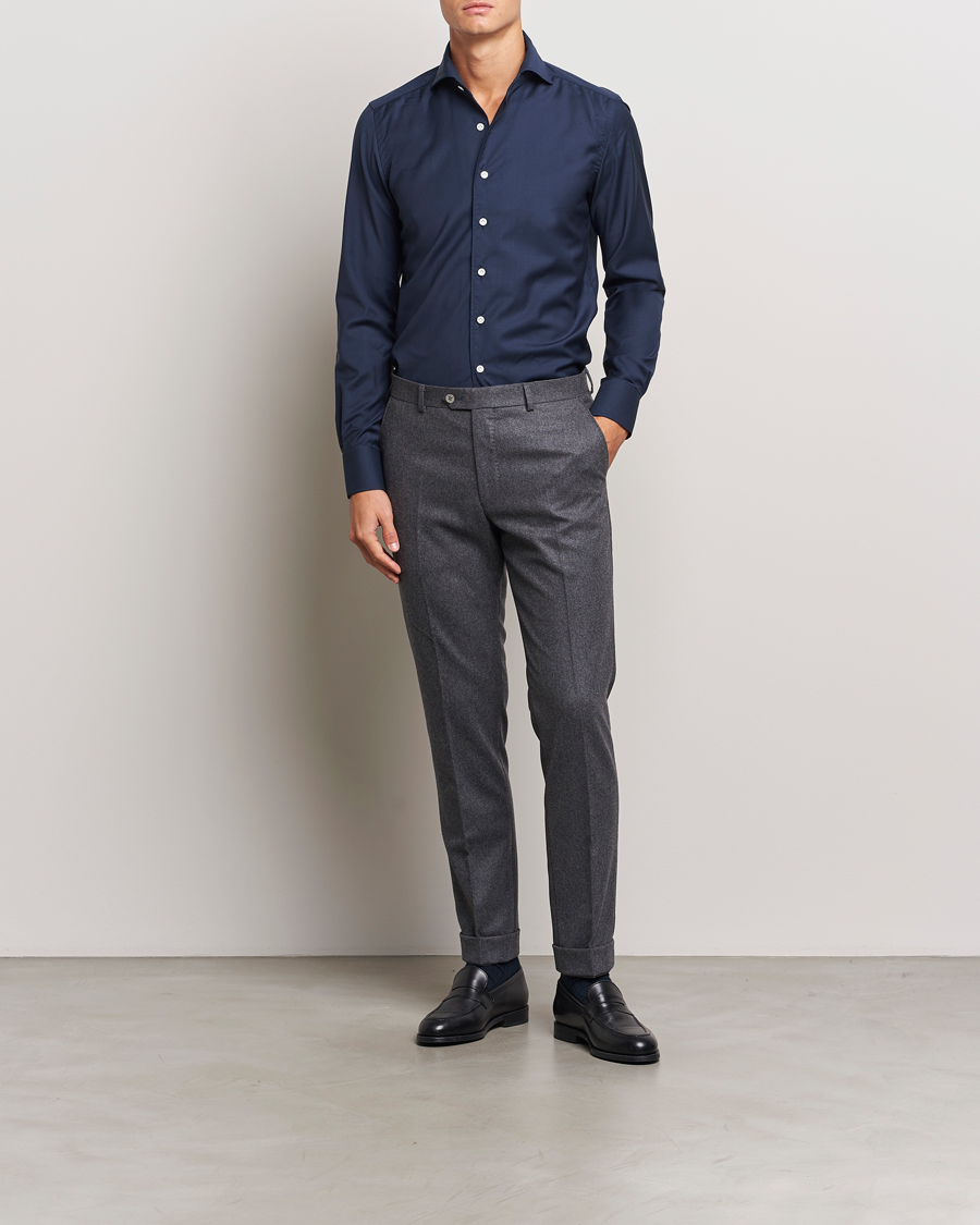 Herre | Skjorter | 100Hands | Full Spread Wool Shirt Navy