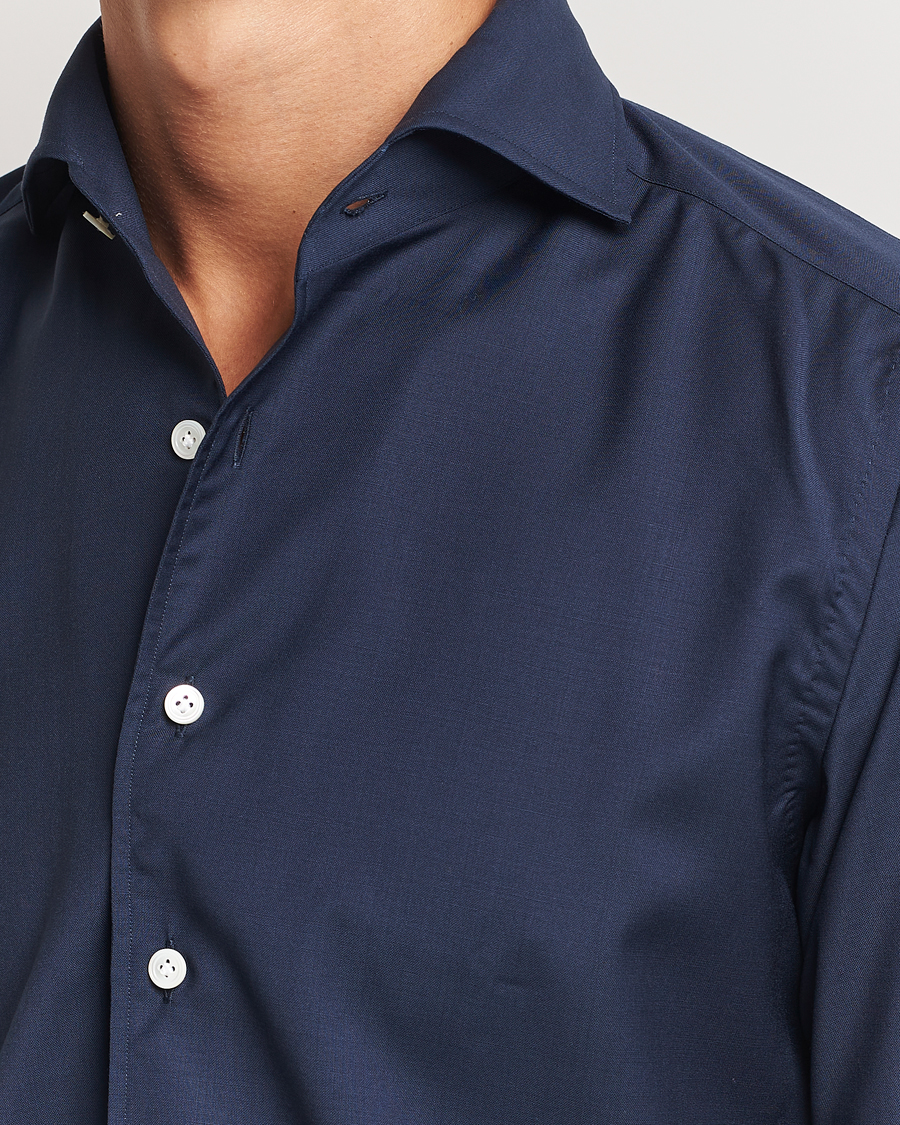 Herre | Skjorter | 100Hands | Full Spread Wool Shirt Navy