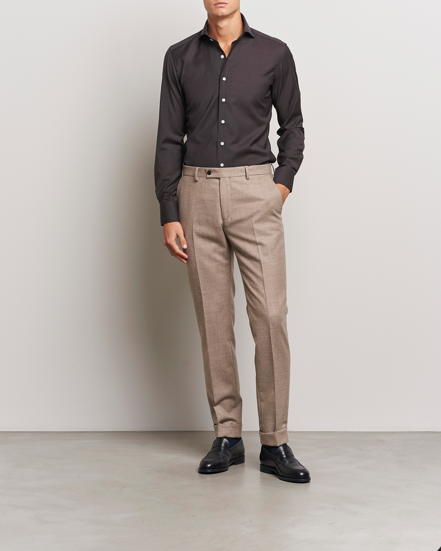 Herre | Skjorter | 100Hands | Full Spread Wool Shirt Brown