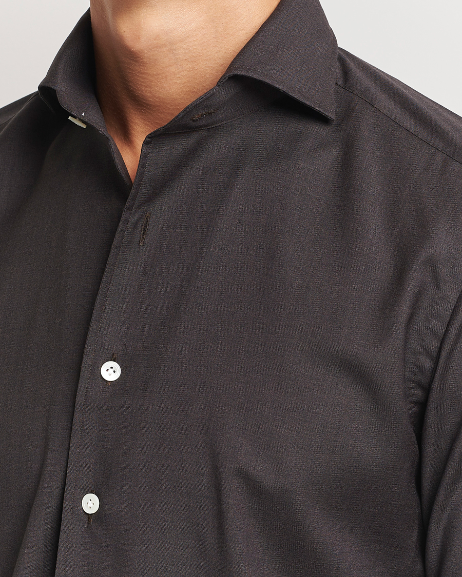 Herre | Skjorter | 100Hands | Full Spread Wool Shirt Brown