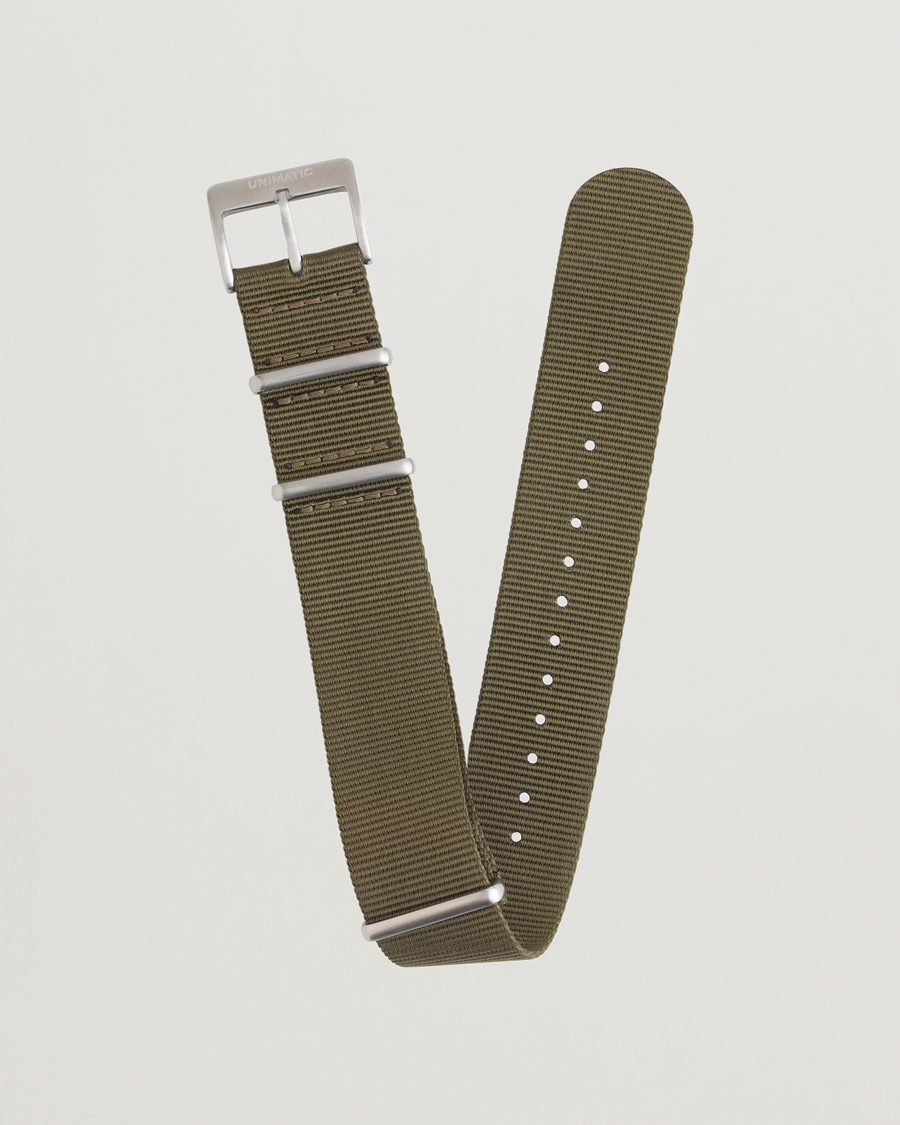 Herre | Urremme | UNIMATIC | Nylon Nato Steel 22mm Strap Olive