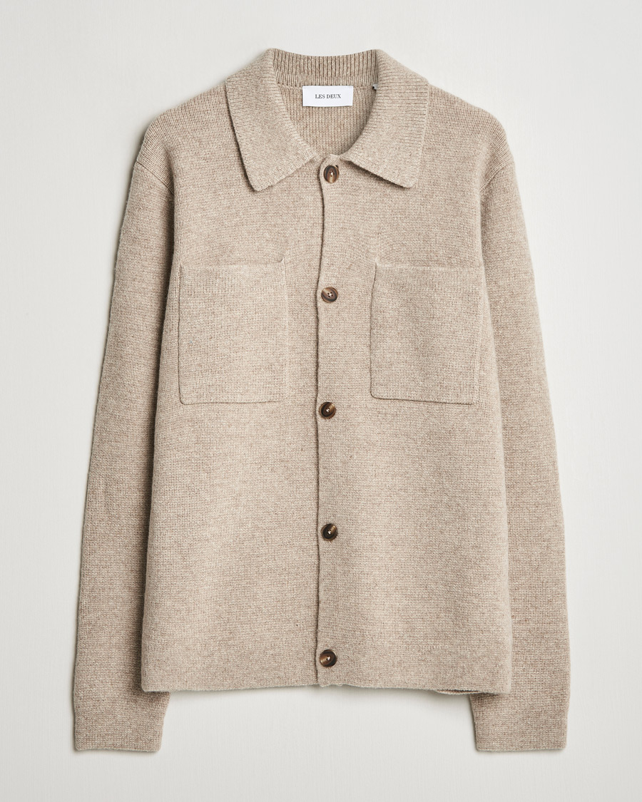Herre | Skjorter | LES DEUX | Fischer Milano Knitted Overshirt Sand Melange