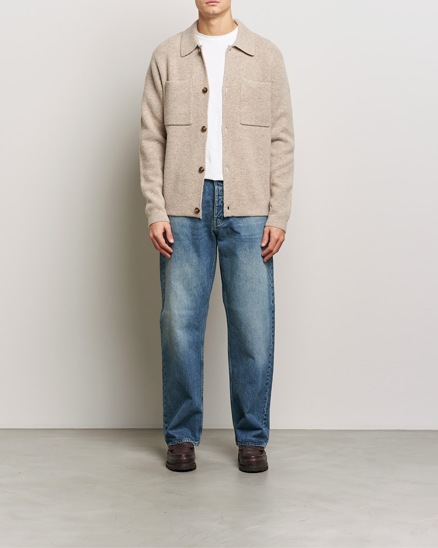 Herre | Skjorter | LES DEUX | Fischer Milano Knitted Overshirt Sand Melange