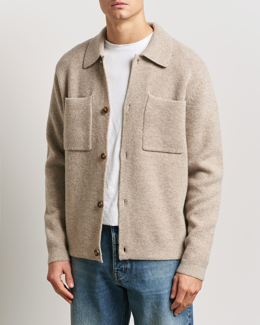 Herre | Skjorter | LES DEUX | Fischer Milano Knitted Overshirt Sand Melange