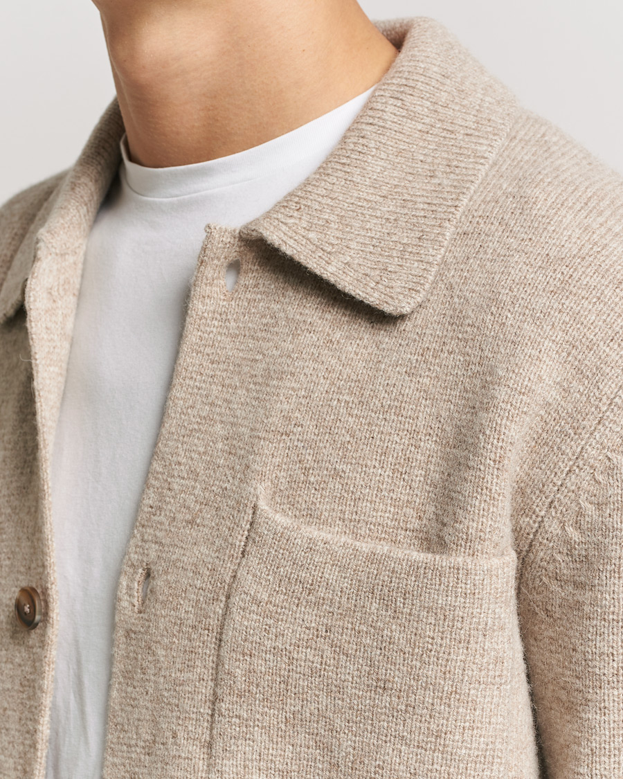 Herre | Skjorter | LES DEUX | Fischer Milano Knitted Overshirt Sand Melange