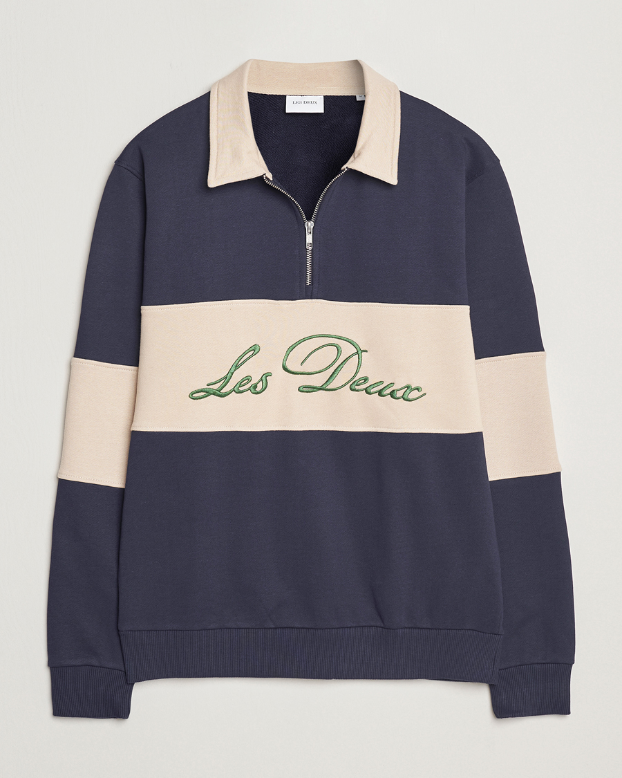 Herre | Trøjer | LES DEUX | Cory Zipper Rugby Sweatshirt Dark Navy/Ivory