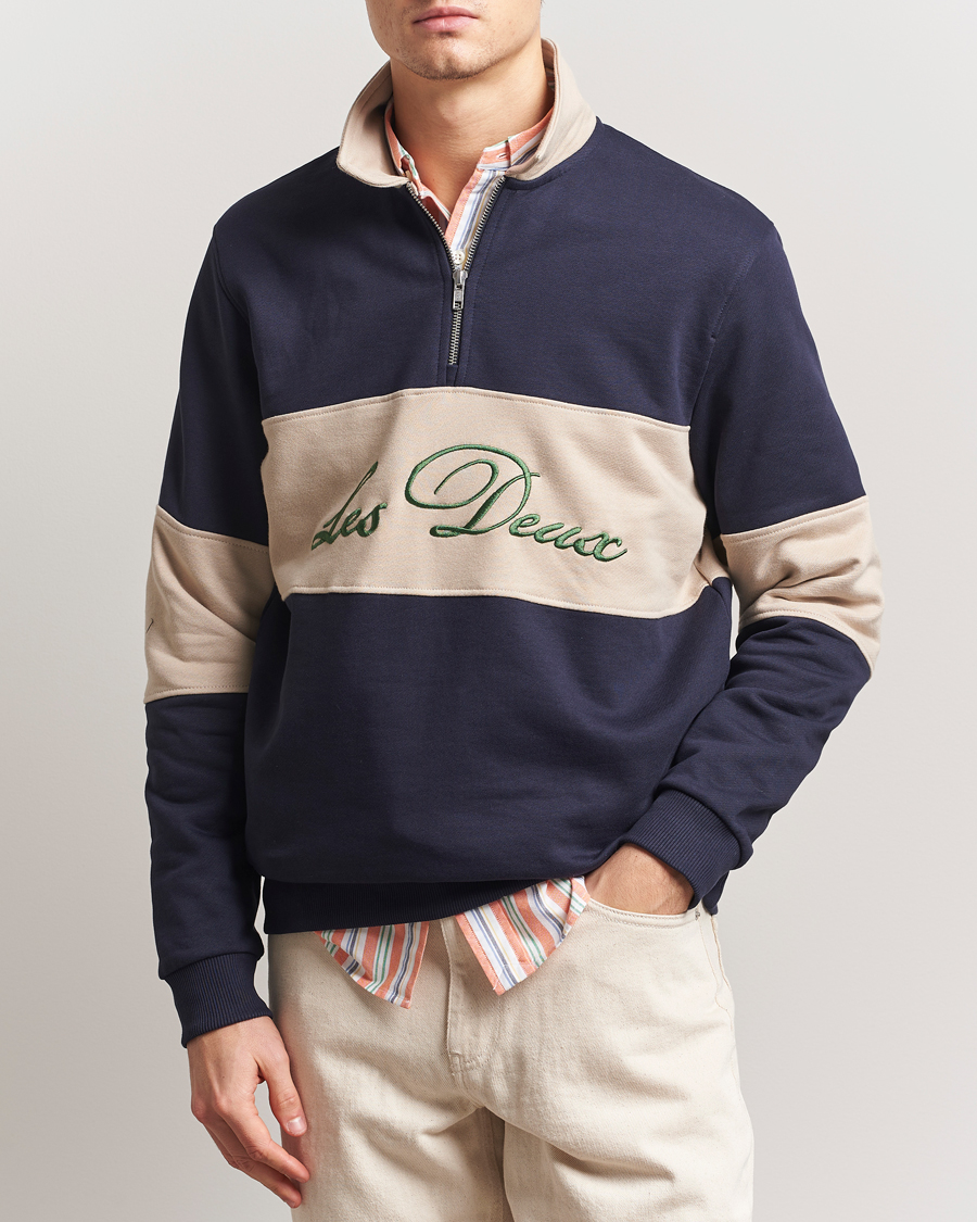 Herre | Trøjer | LES DEUX | Cory Zipper Rugby Sweatshirt Dark Navy/Ivory
