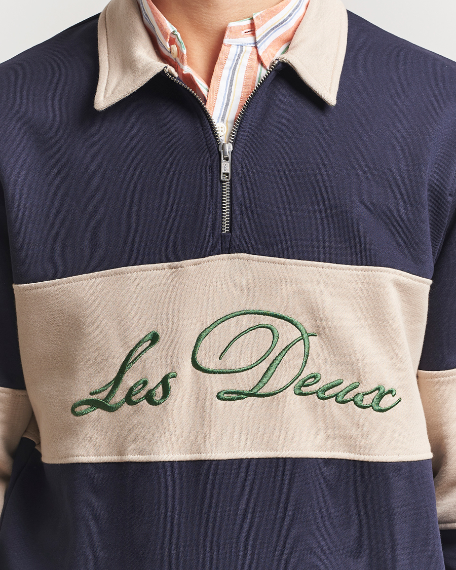 Herre | Trøjer | LES DEUX | Cory Zipper Rugby Sweatshirt Dark Navy/Ivory