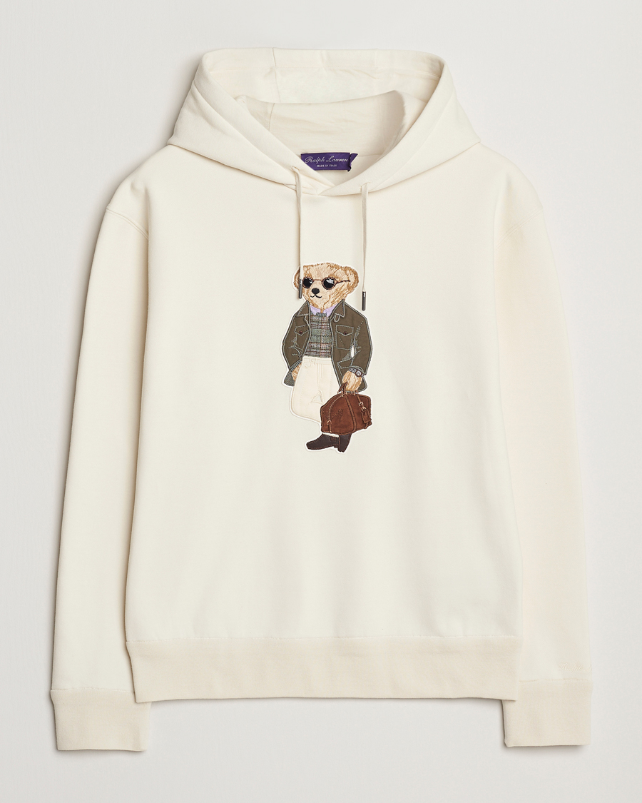 Herre | Trøjer | Ralph Lauren Purple Label | Luxury Fleece Bear Hoodie Cream