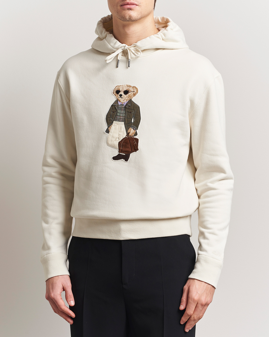 Herre | Trøjer | Ralph Lauren Purple Label | Luxury Fleece Bear Hoodie Cream