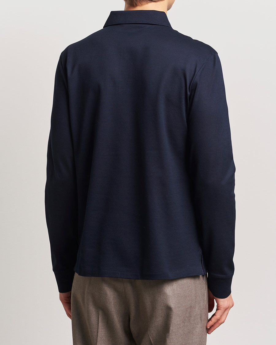 Herre | Polotrøjer | Ralph Lauren Purple Label | Mercerized Cotton Long Sleeve Polo Chairman Navy