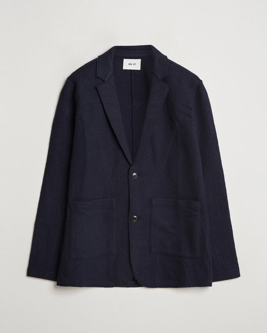 Herre | Blazere & jakker | NN07 | Boiled Wool Knitted Blazer Navy Blue