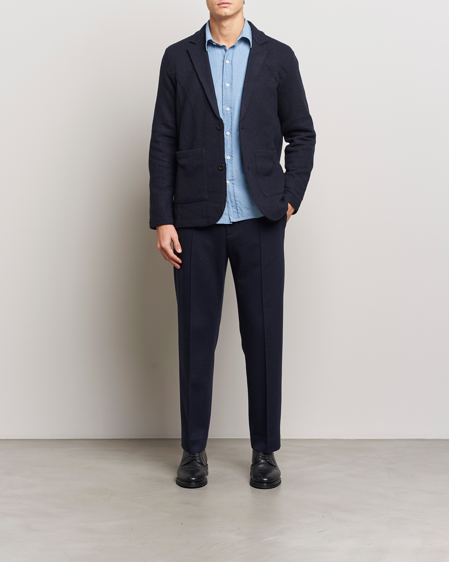 Herre | Blazere & jakker | NN07 | Boiled Wool Knitted Blazer Navy Blue