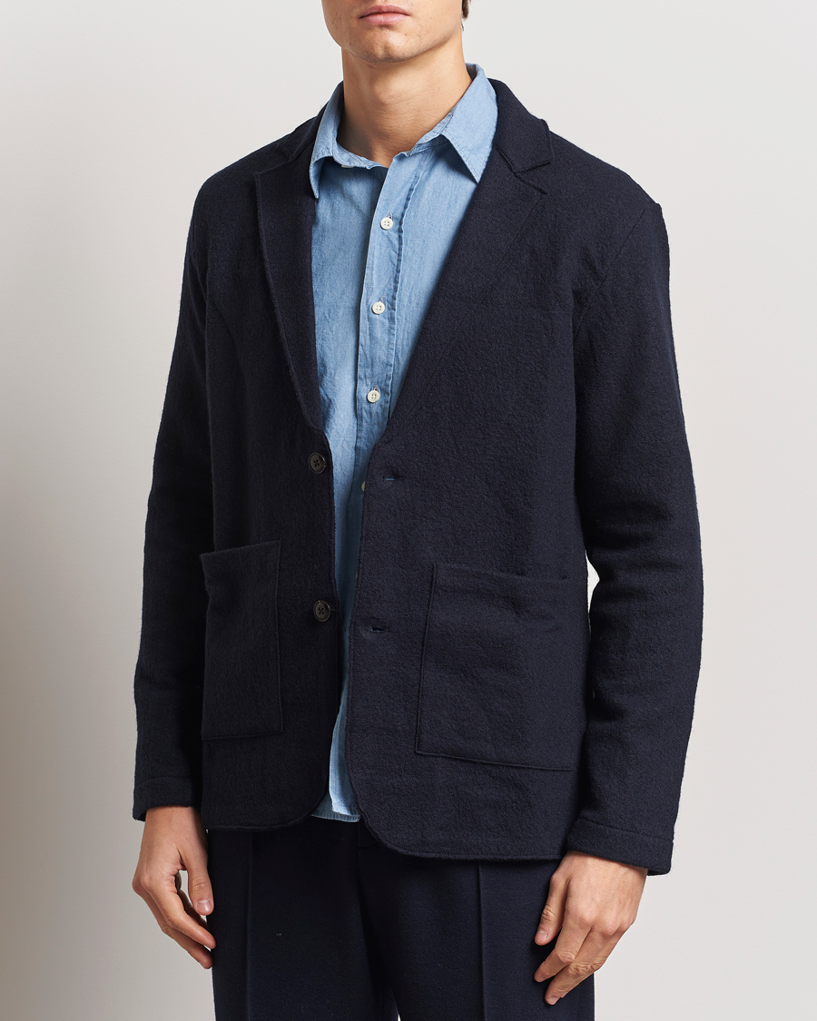 Herre | Blazere & jakker | NN07 | Boiled Wool Knitted Blazer Navy Blue