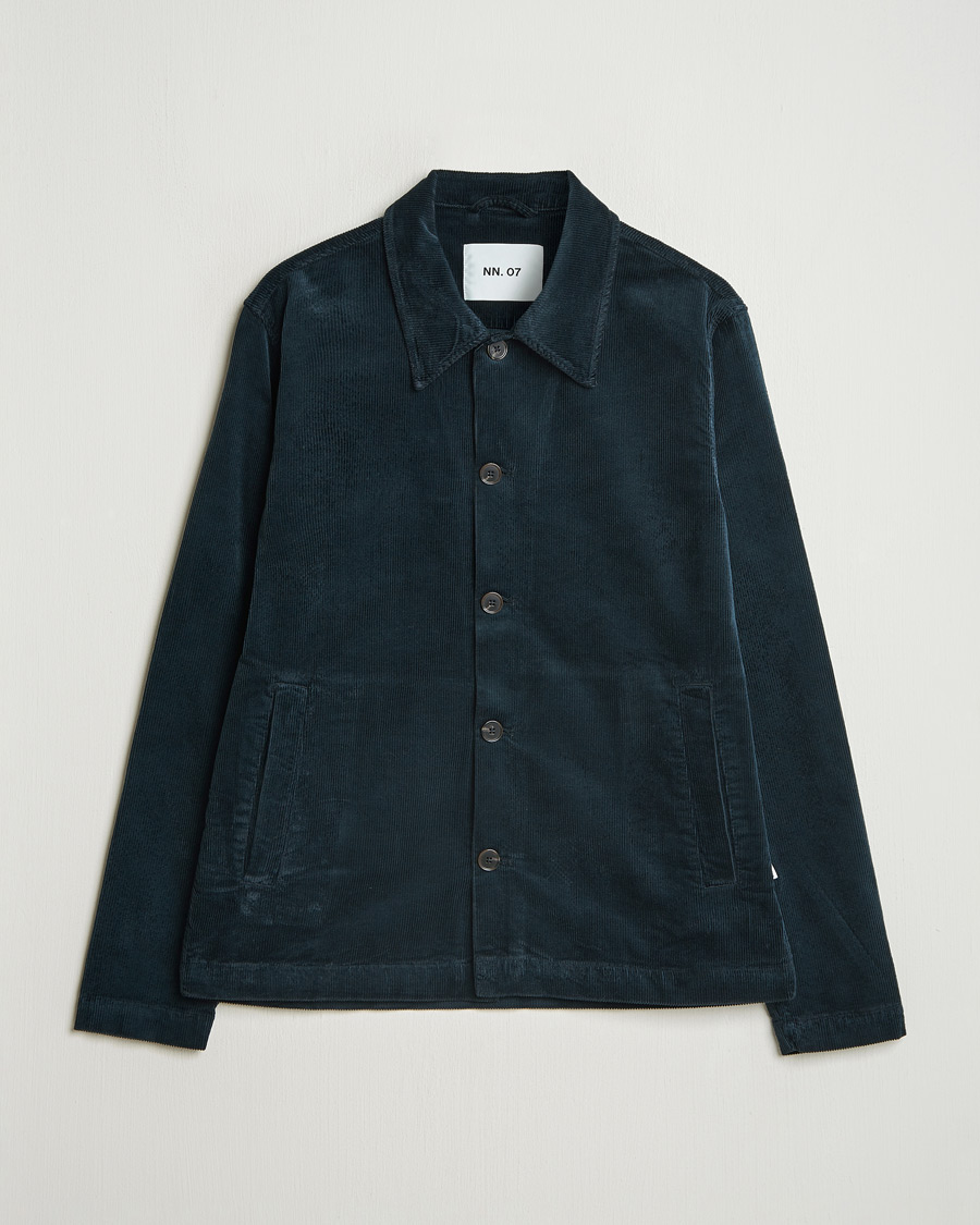 Herre | Skjorter | NN07 | Zander Corduroy Overshirt Navy Blue