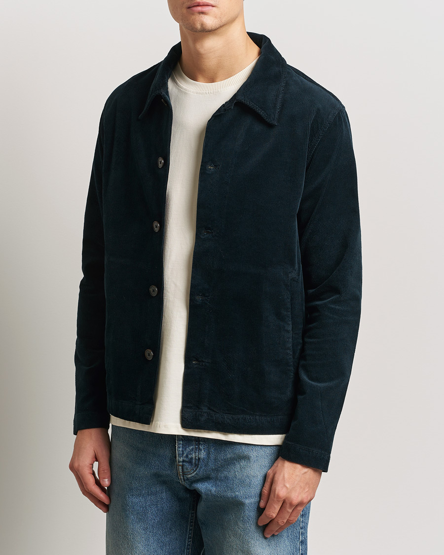 Herre | Skjorter | NN07 | Zander Corduroy Overshirt Navy Blue