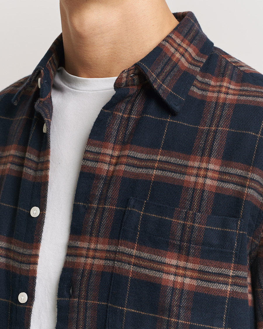 Herre | Skjorter | NN07 | Arne Brushed Cotton Checked Shirt Navy/Red