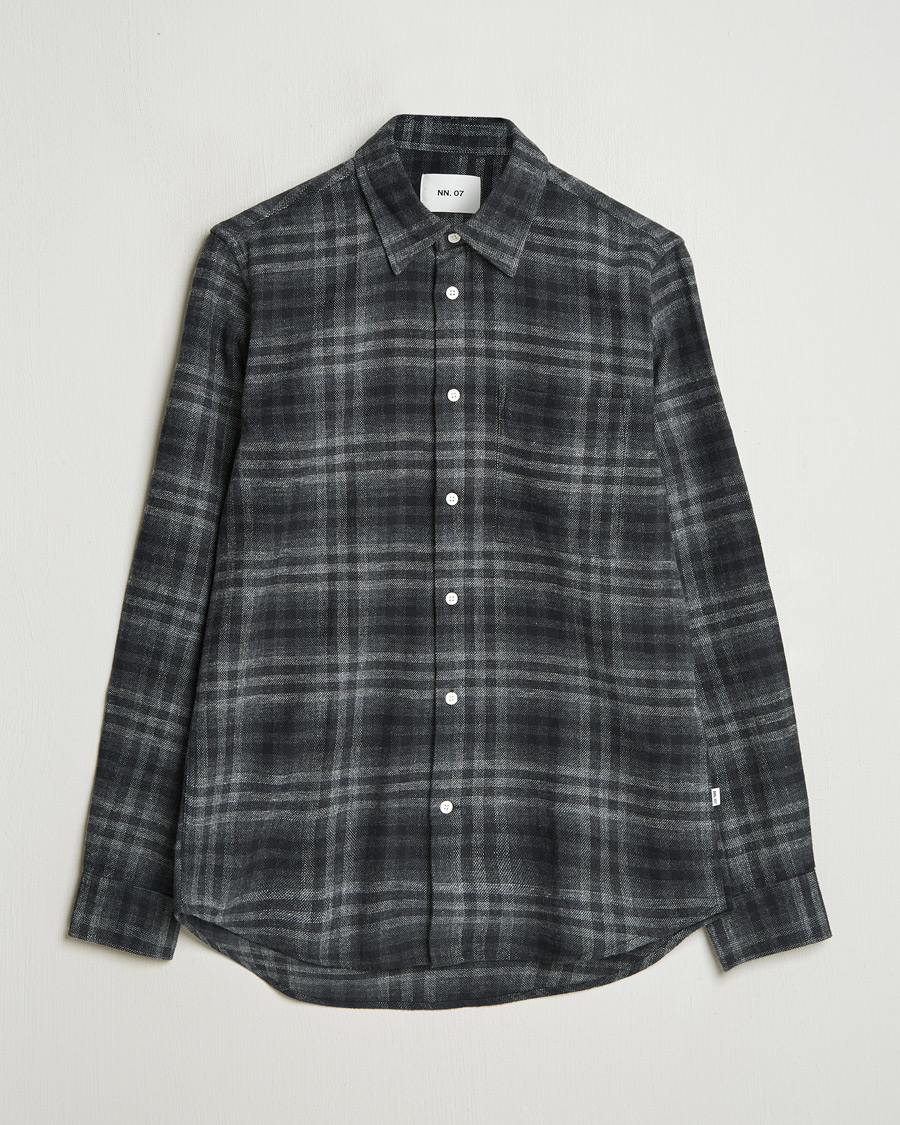 Herre | Skjorter | NN07 | Arne Brushed Cotton Checked Shirt Grey/Black