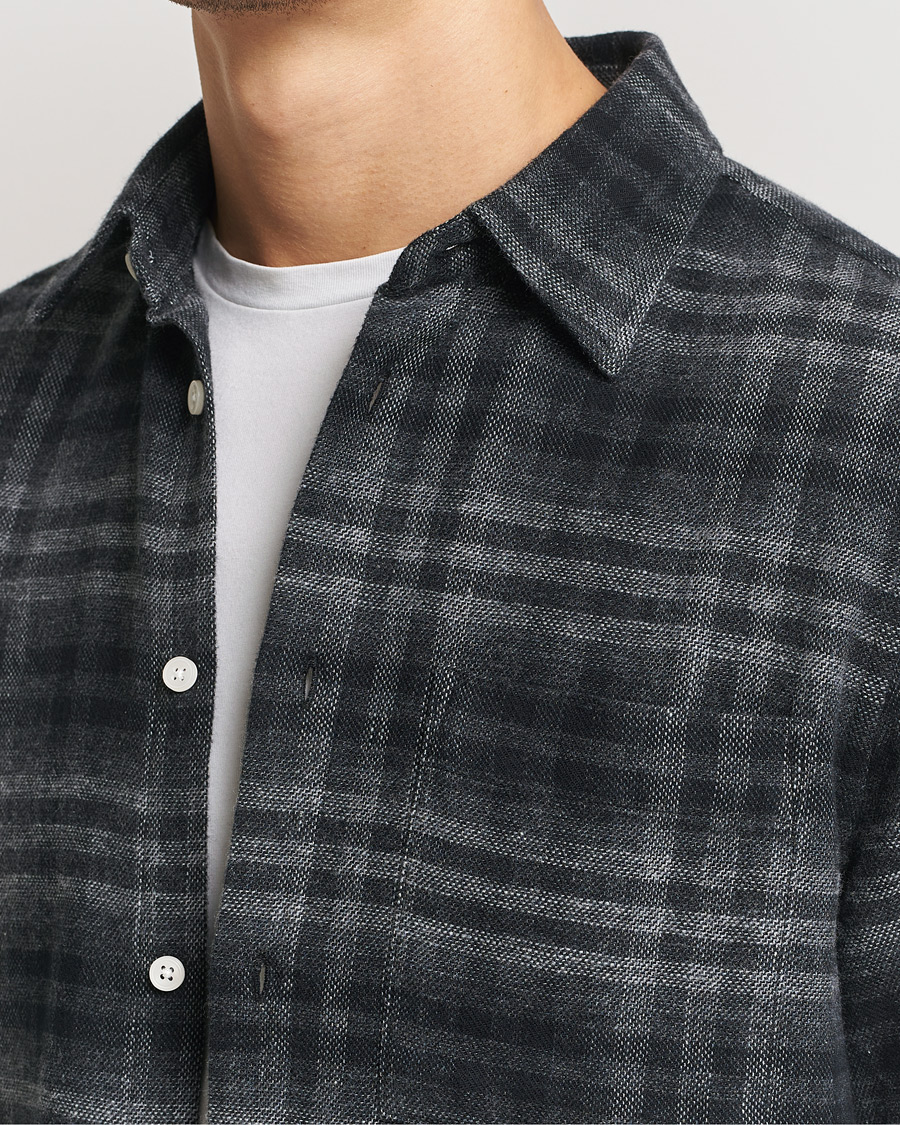 Herre | Skjorter | NN07 | Arne Brushed Cotton Checked Shirt Grey/Black