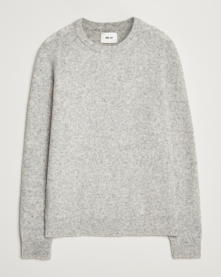 Herre | Trøjer | NN07 | John Wool Knitted Sweater Medium Grey Melange