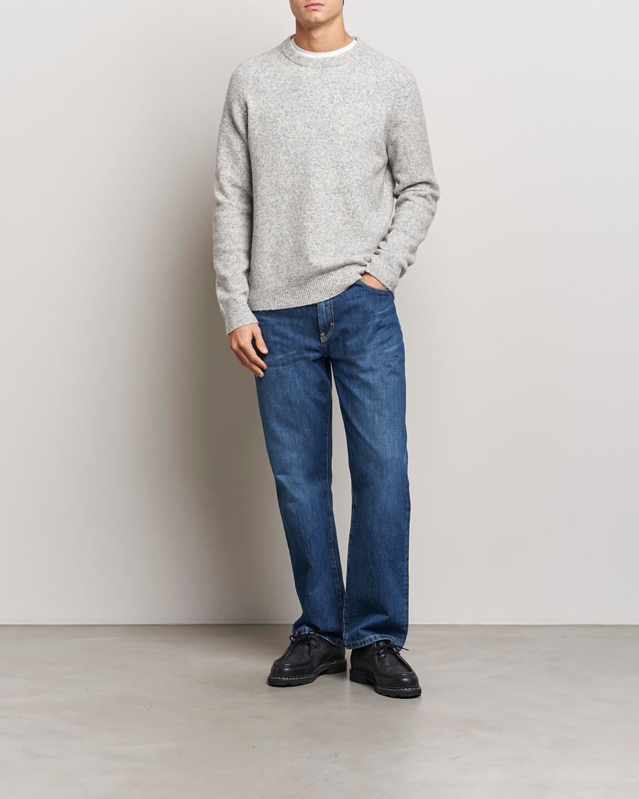 Herre | Trøjer | NN07 | John Wool Knitted Sweater Medium Grey Melange