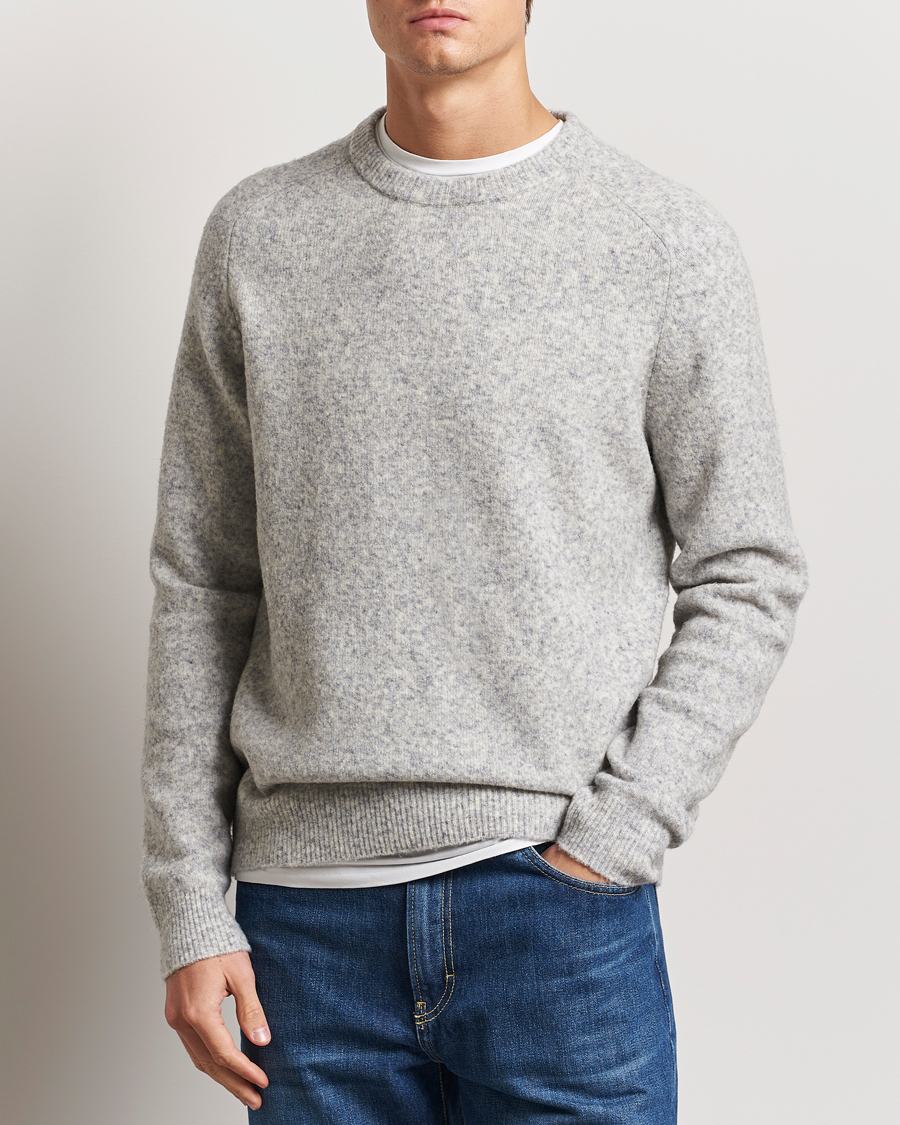 Herre | Trøjer | NN07 | John Wool Knitted Sweater Medium Grey Melange