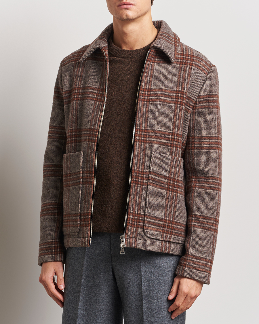 Herre | Jakker | NN07 | Gael Wool Checked Jacket Grey/Red