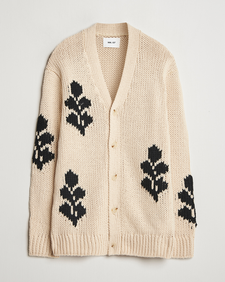 Herre | Trøjer | NN07 | Mika Knitted Leaf Cardigan Ecru