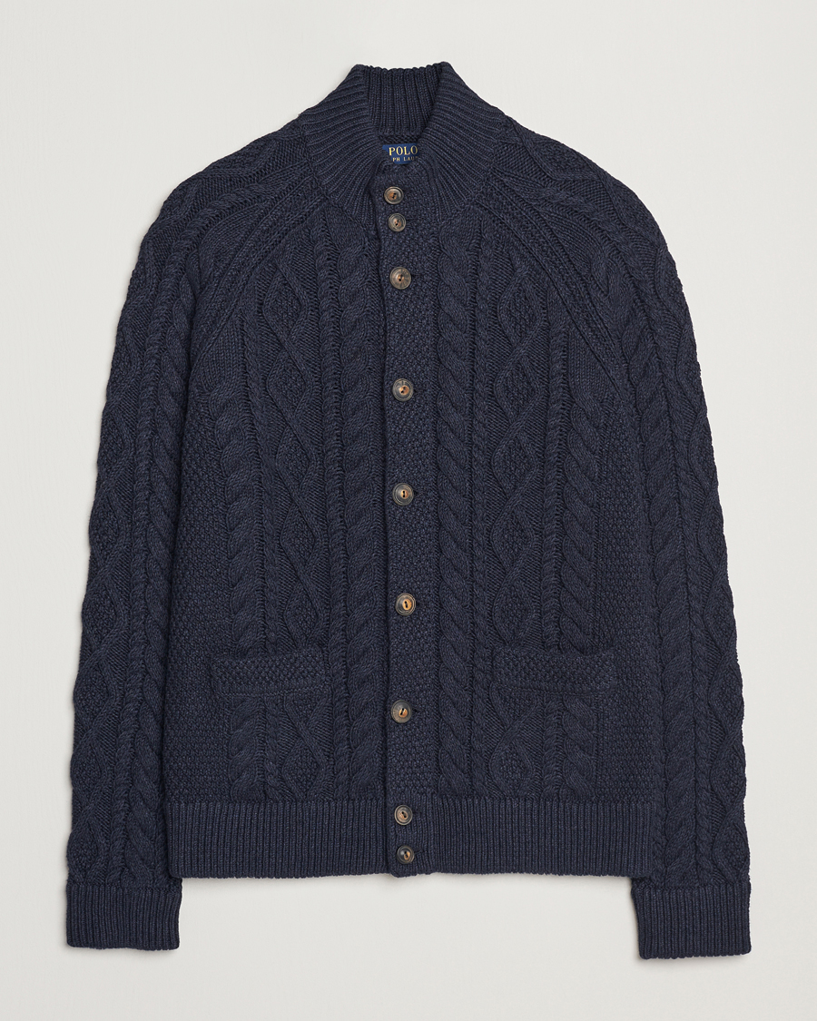 Herre | Trøjer | Polo Ralph Lauren | Cotton Knitted Cardigan Navy Melange