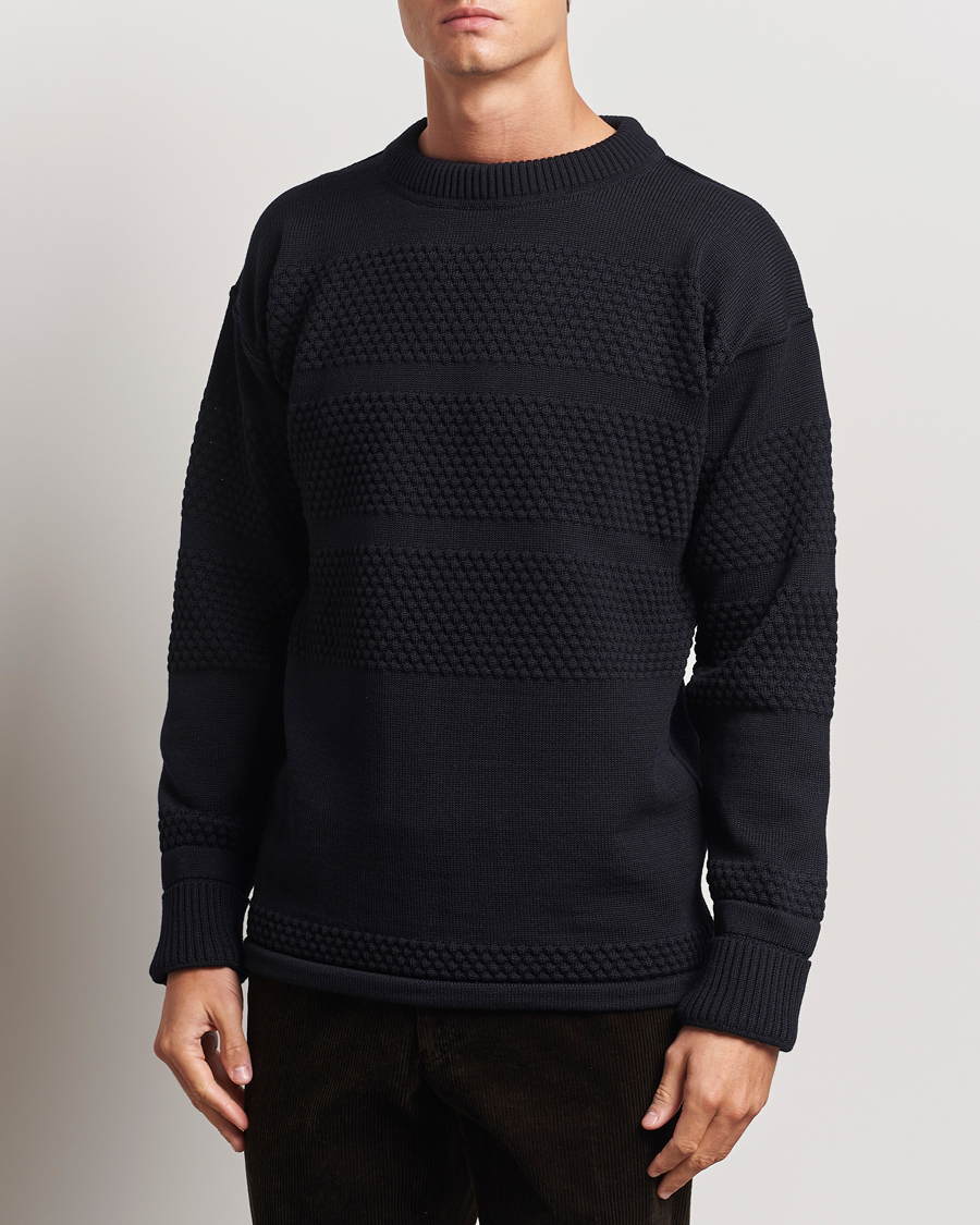 Herre | Trøjer | S.N.S. Herning | Fisherman Wool Crew Neck Sweater Navy Blue