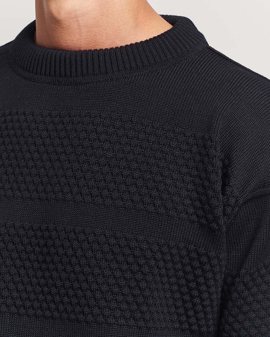 Herre | Trøjer | S.N.S. Herning | Fisherman Wool Crew Neck Sweater Navy Blue