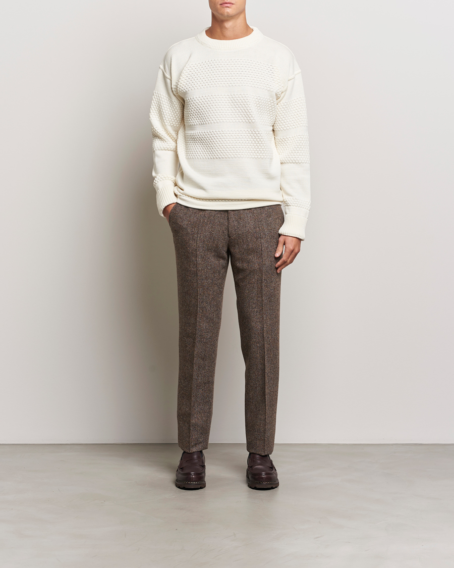 Herre | Trøjer | S.N.S. Herning | Fisherman Wool Crew Neck Sweater Natural White