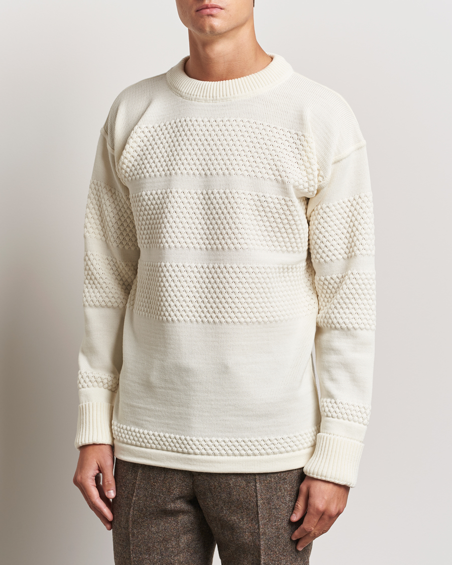 Herre | Trøjer | S.N.S. Herning | Fisherman Wool Crew Neck Sweater Natural White