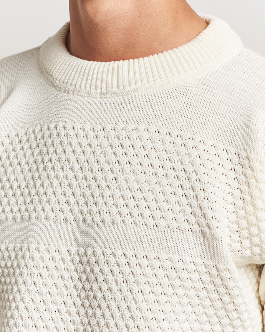 Herre | Trøjer | S.N.S. Herning | Fisherman Wool Crew Neck Sweater Natural White