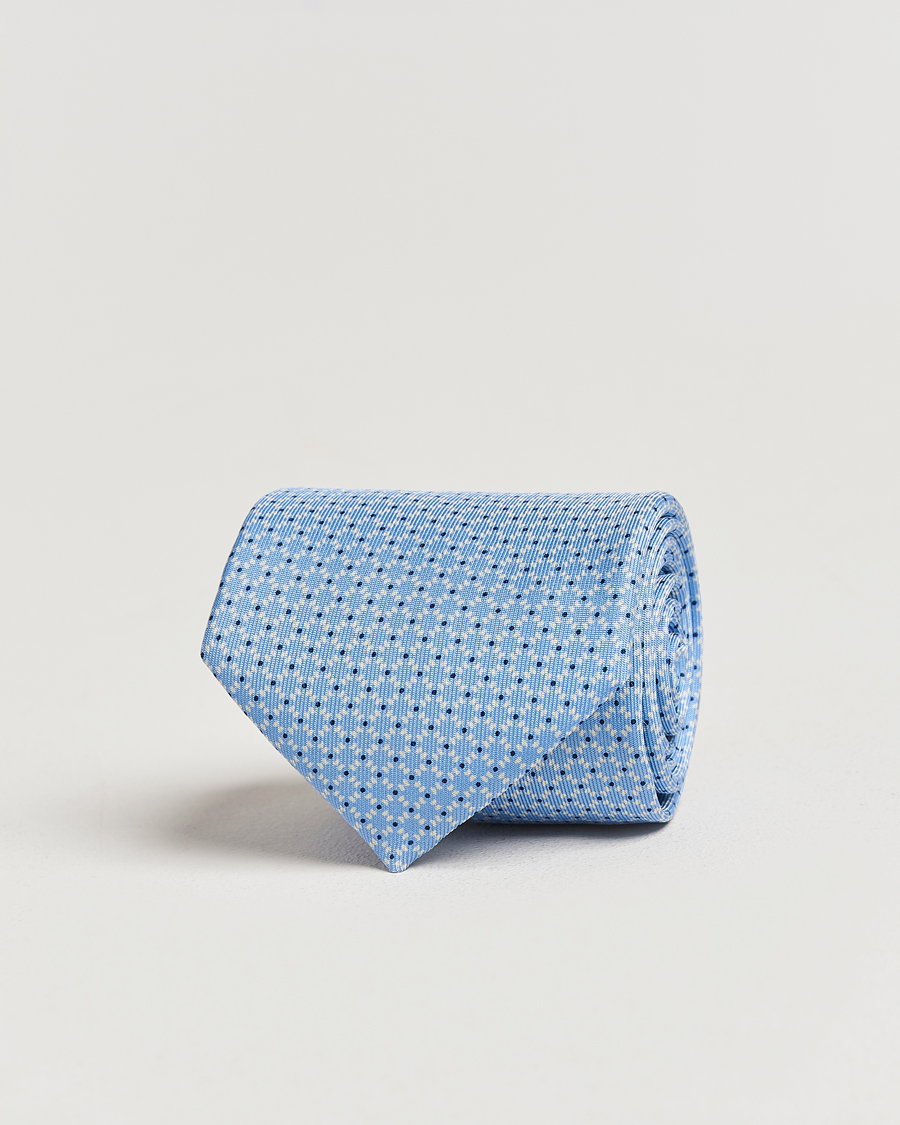 Herre | E. Marinella 3-Fold Printed Silk Tie Light Blue | E. Marinella | 3-Fold Printed Silk Tie Light Blue