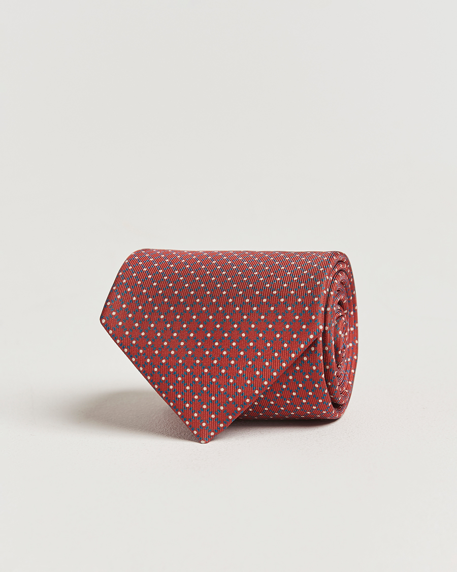 Herre | E. Marinella 3-Fold Printed Silk Tie Burgundy | E. Marinella | 3-Fold Printed Silk Tie Burgundy