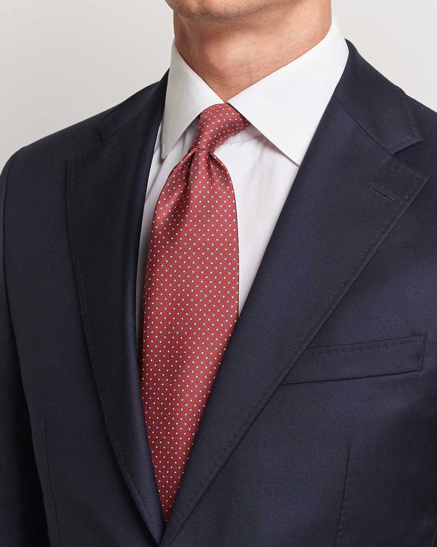 Herre | E. Marinella 3-Fold Printed Silk Tie Burgundy | E. Marinella | 3-Fold Printed Silk Tie Burgundy