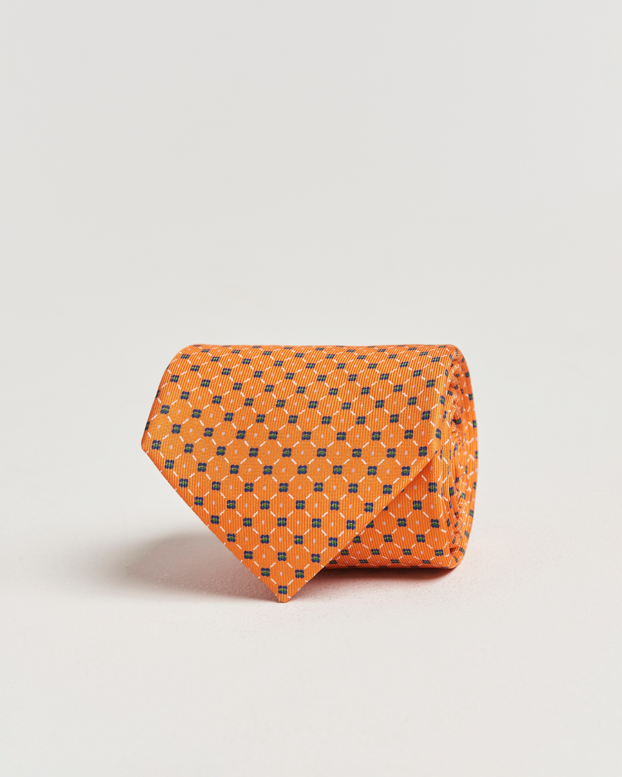 Herre | Slips | E. Marinella | 3-Fold Printed Silk Tie Orange